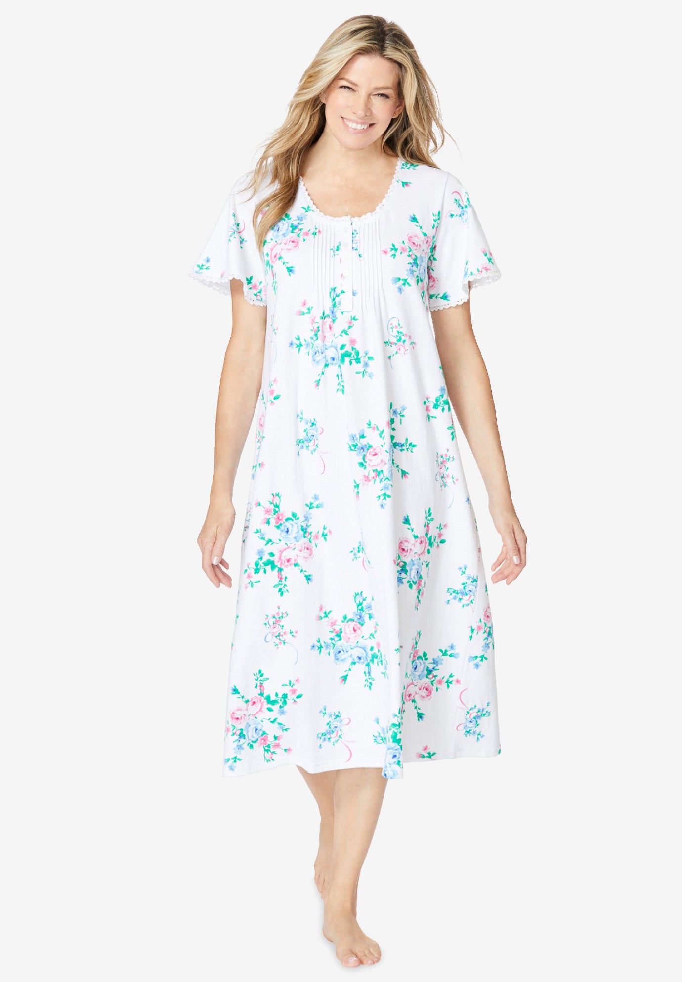 Short Pintuck Knit Gown image number 0