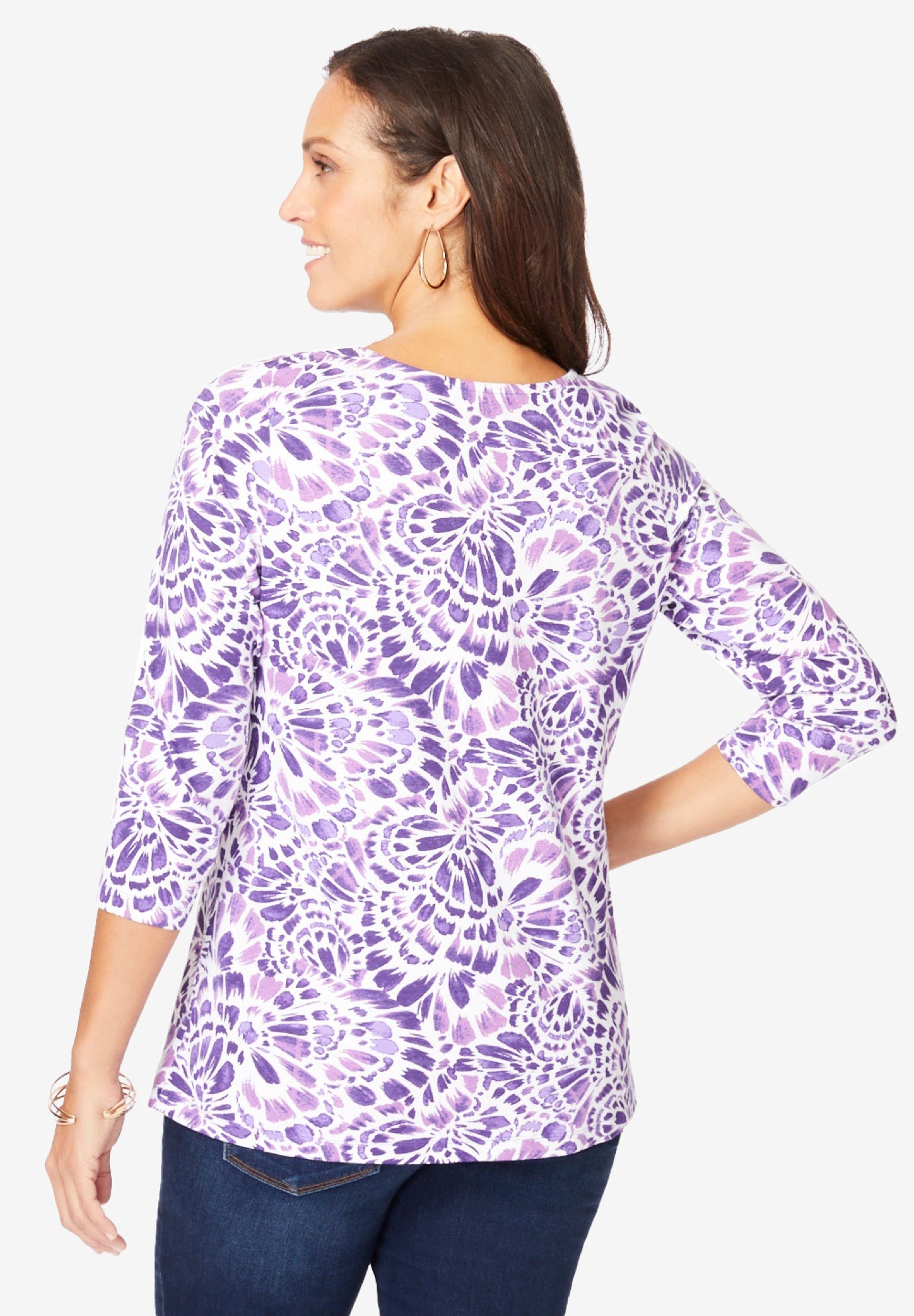 Stretch Cotton Scoop Neck Tee image number 2