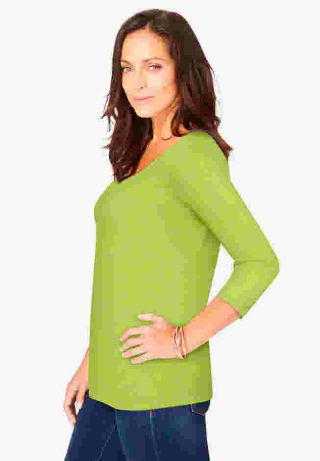 Stretch Cotton Scoop Neck Tee image number 1