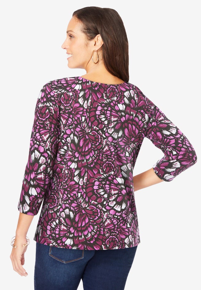 Stretch Cotton Scoop Neck Tee image number 2