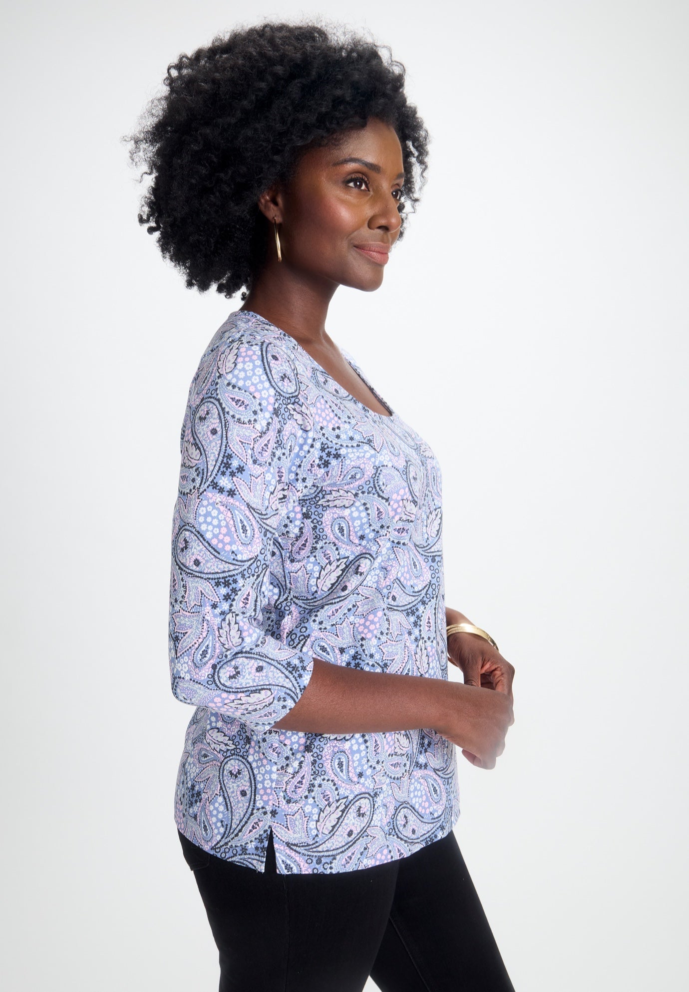 Stretch Cotton Scoop Neck Tee image number 2