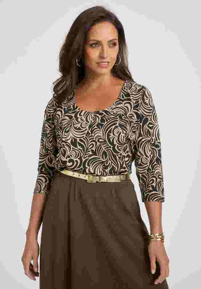 Stretch Cotton Scoop Neck Tee image number 0