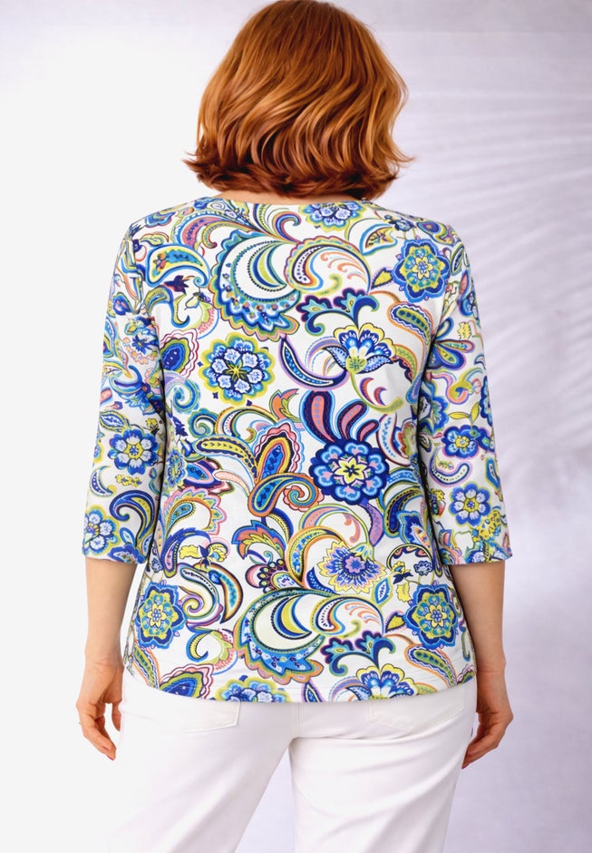 Stretch Cotton Scoop Neck Tee image number 3