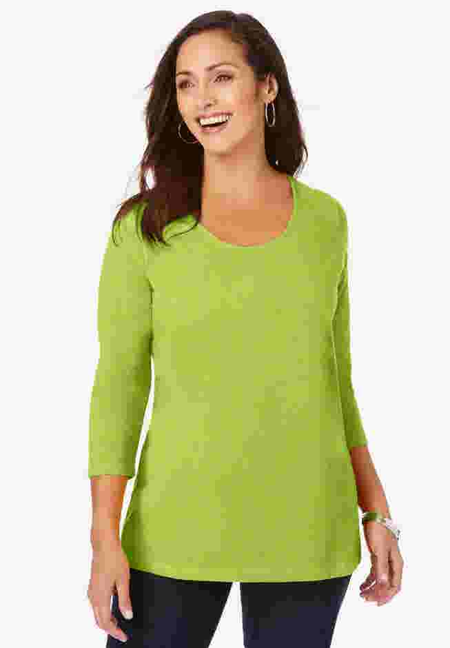 Stretch Cotton Scoop Neck Tee image number 0