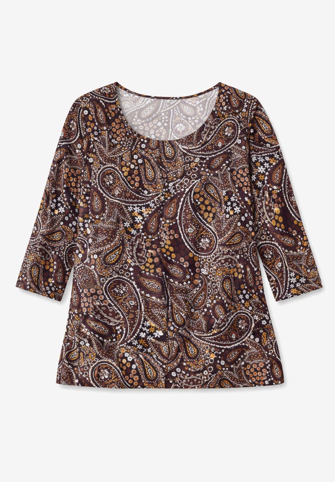 Stretch Cotton Scoop Neck Tee image number 4