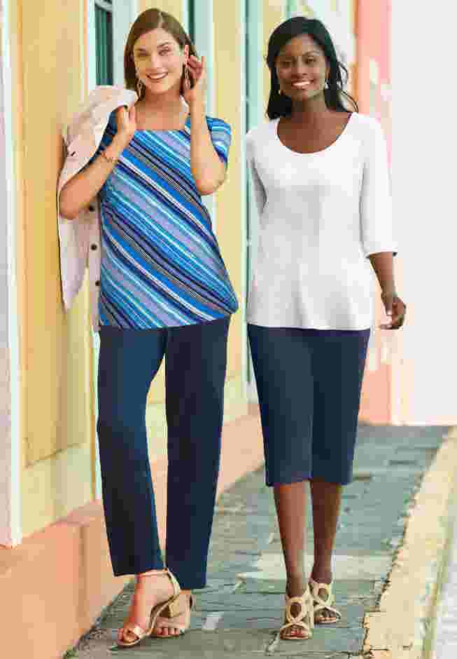 Stretch Cotton Square Neck Tee image number 1