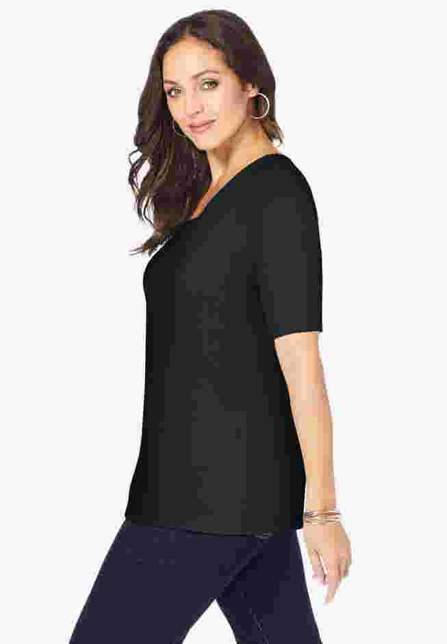 Stretch Cotton Square Neck Tee image number 1