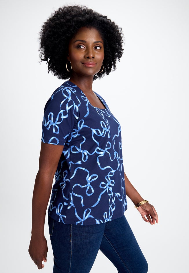 Stretch Cotton Square Neck Tee image number 2