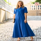 Stretch Cotton Button Front Maxi Dress image number null