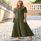 Stretch Cotton Button Front Maxi Dress image number null