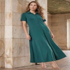Stretch Cotton Button Front Maxi Dress image number null