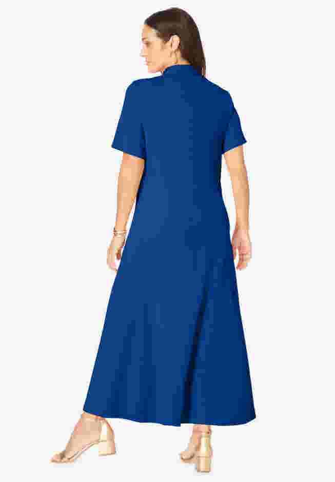 Stretch Cotton Button Front Maxi Dress image number 1