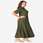 Stretch Cotton Button Front Maxi Dress image number null
