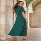 Stretch Cotton Button Front Maxi Dress image number null