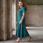 Stretch Cotton Button Front Maxi Dress image number null