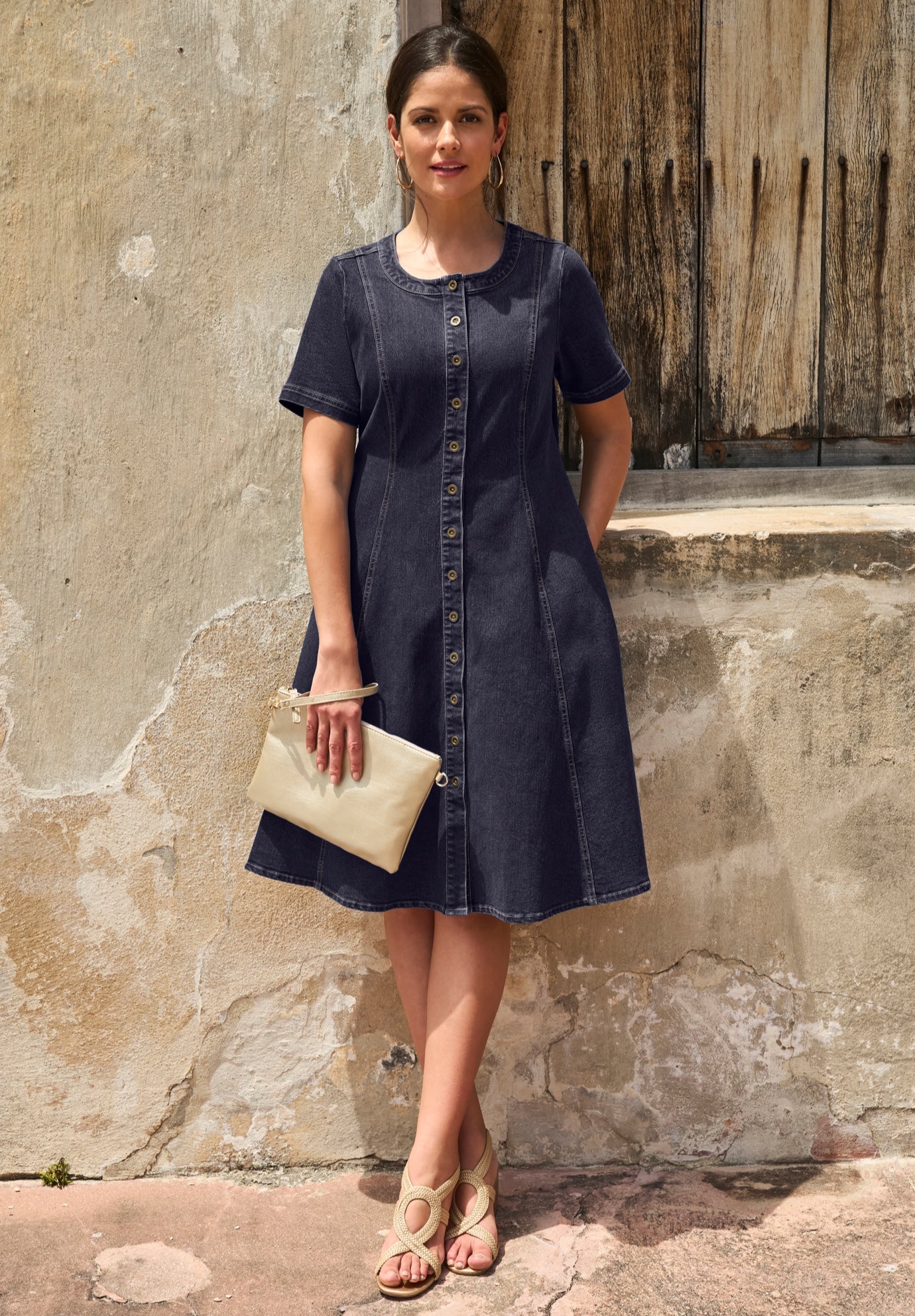 Button Front Denim Dress image number 0