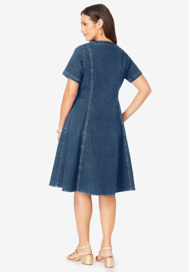 Button Front Denim Dress image number 1