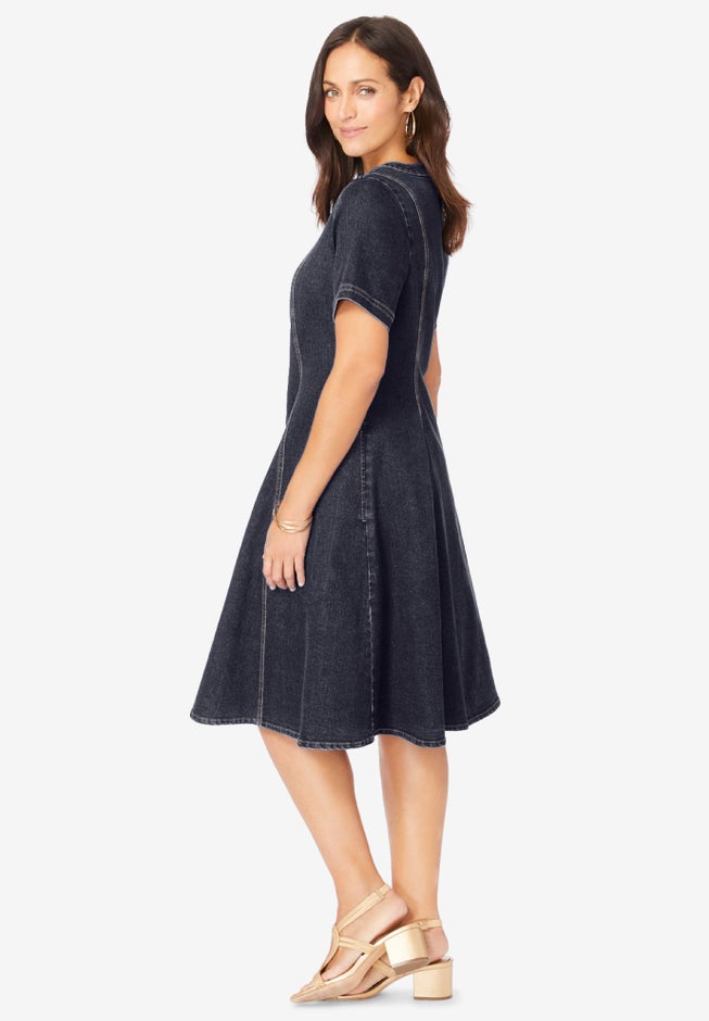 Button Front Denim Dress image number null