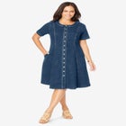 Button Front Denim Dress image number null
