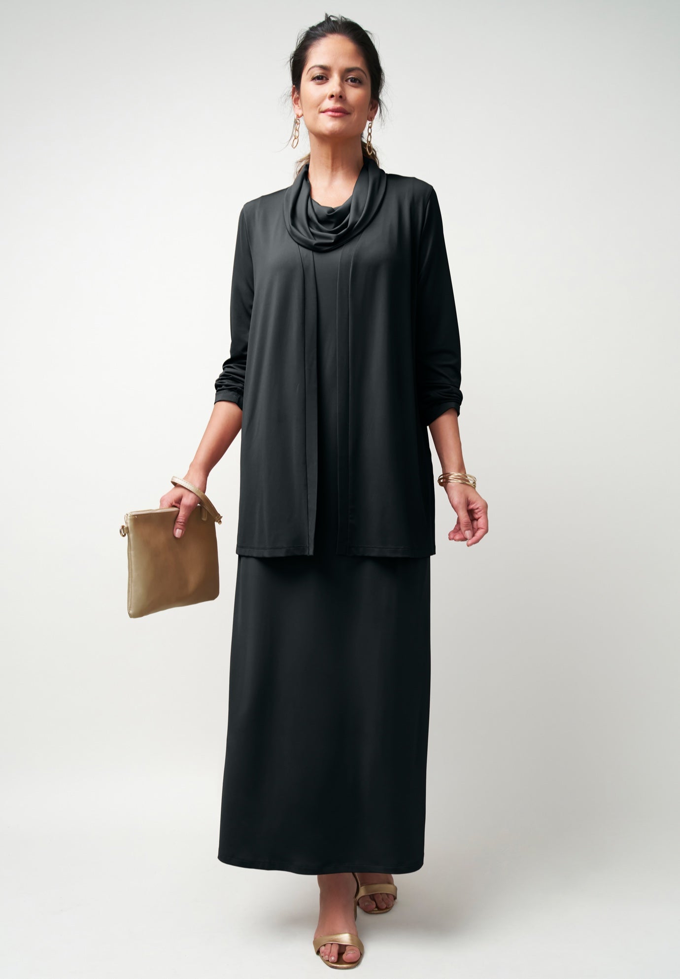 2-Piece Cowlneck Jacket Dress image number 0