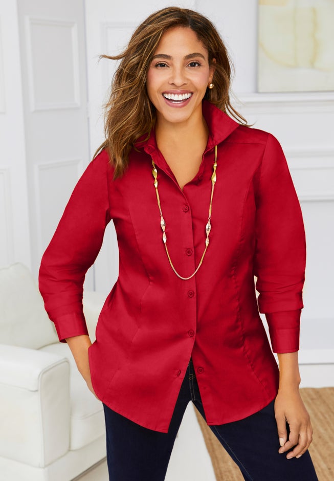 Stretch Poplin Button-Down Shirt image number 1