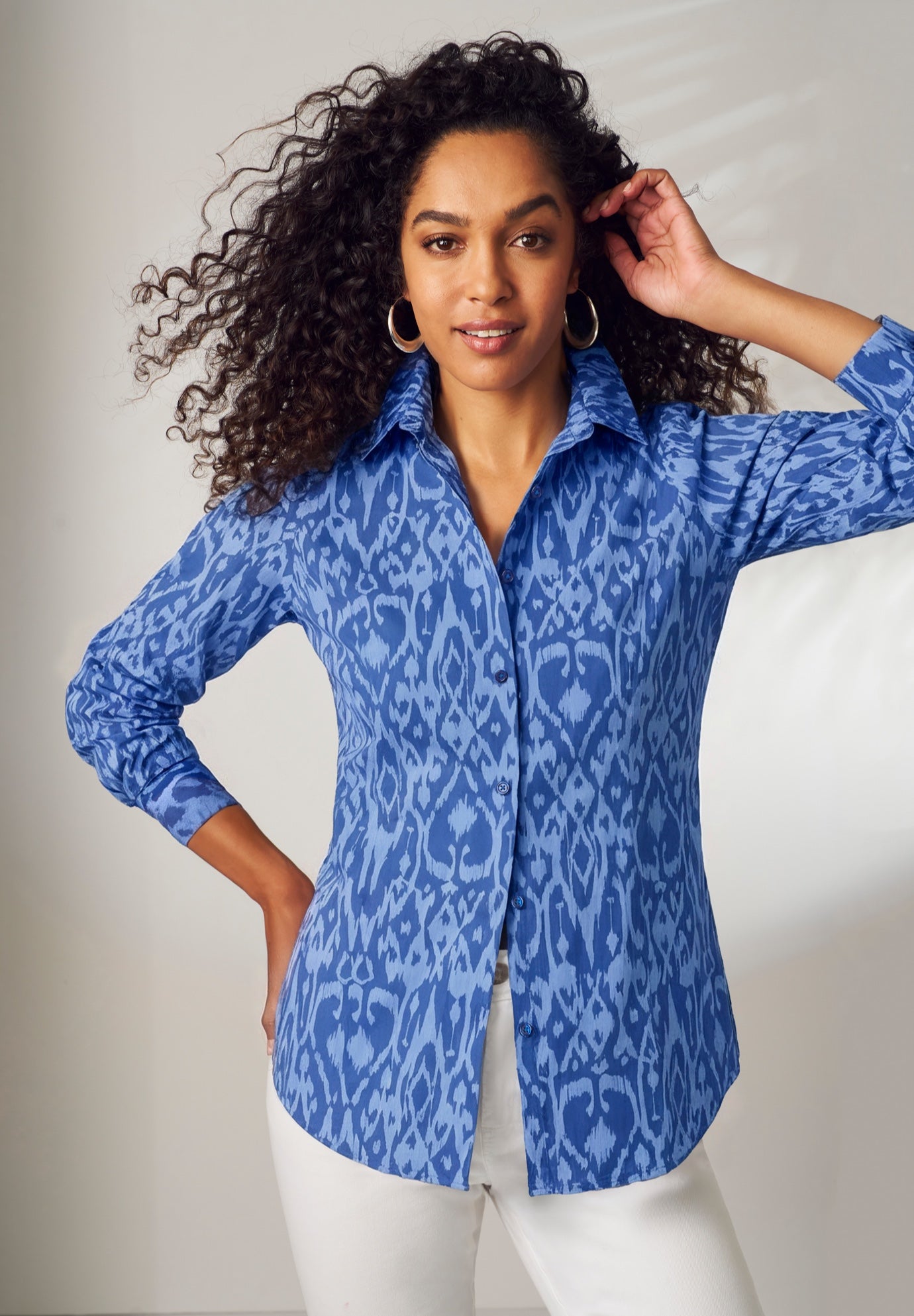 Stretch Cotton Poplin Button Down Shirt image number 0