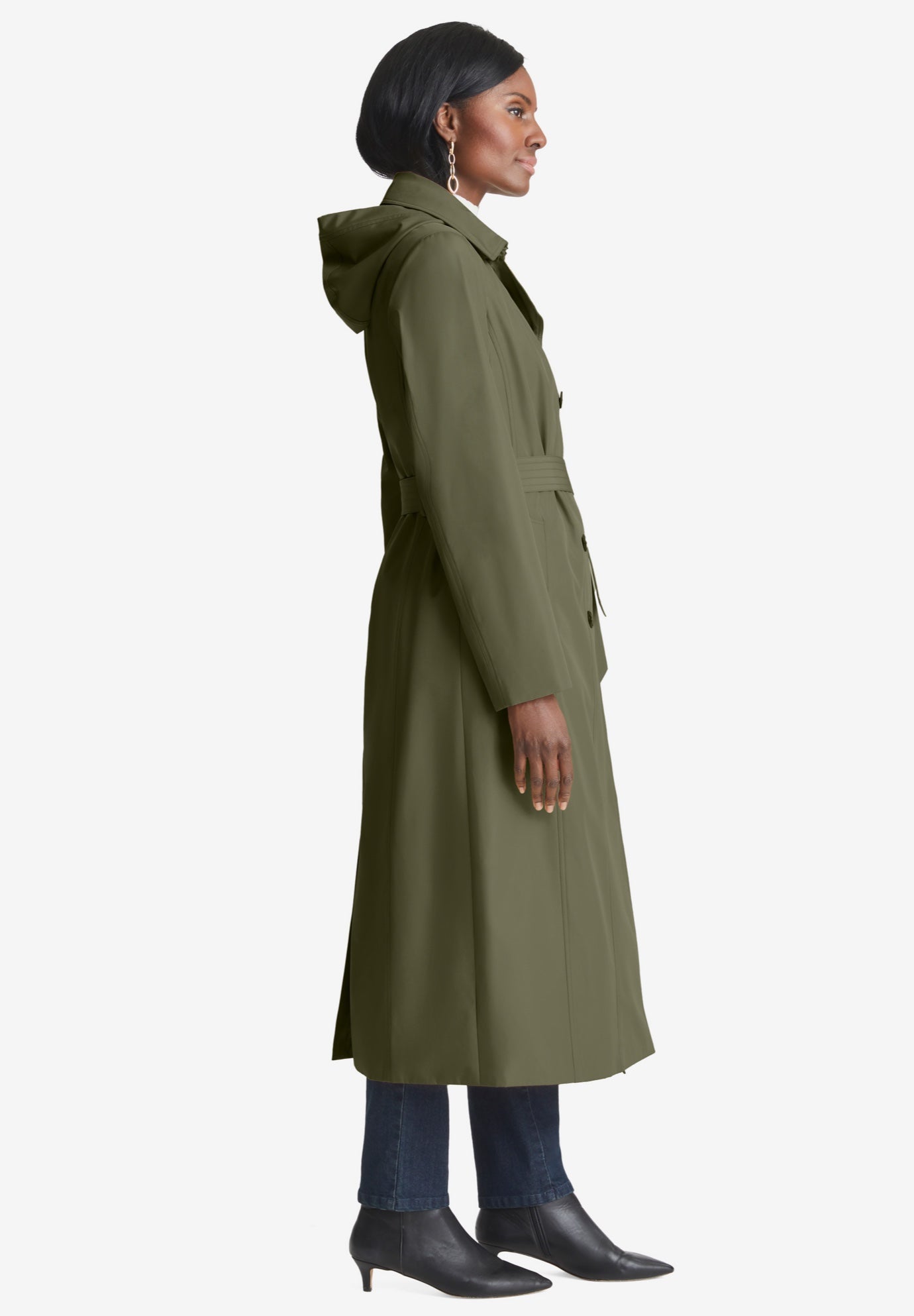 Double Breasted Long Trench Raincoat image number 1