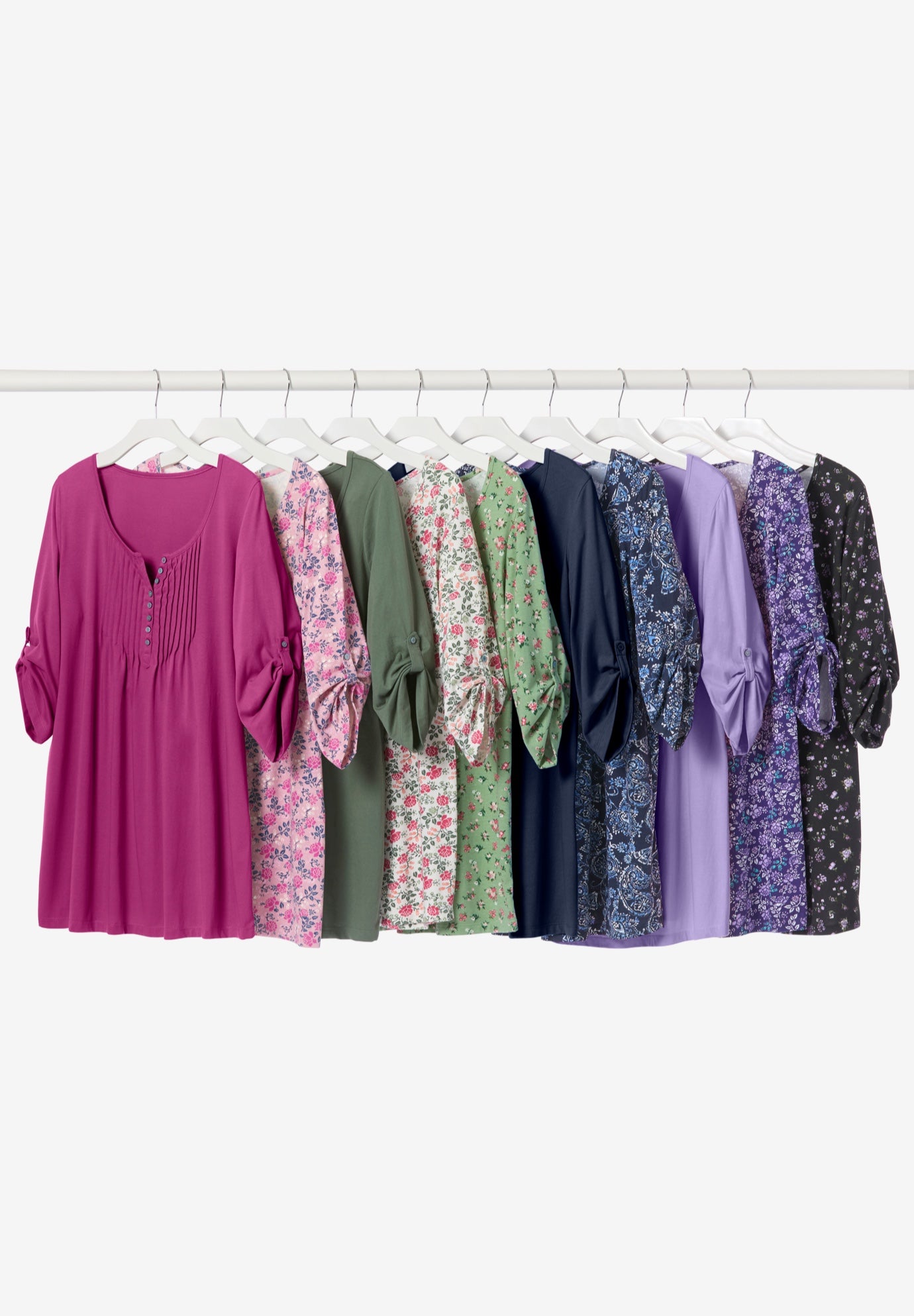 7-Day Three-Quarter Sleeve Pintucked Henley Tunic image number 5