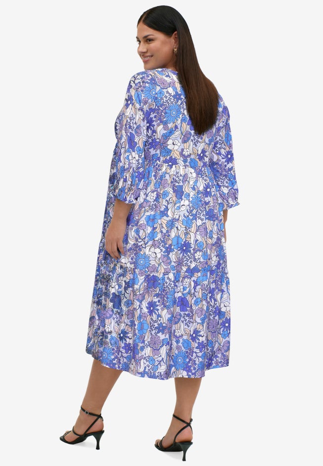V-Neck Tiered Midi Dress image number null