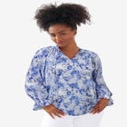 Keyhole Ruffle Trim Blouse image number null