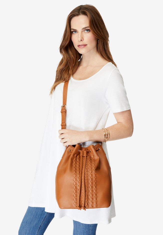 Braided-Detail Crossbody Bucket Bag image number null