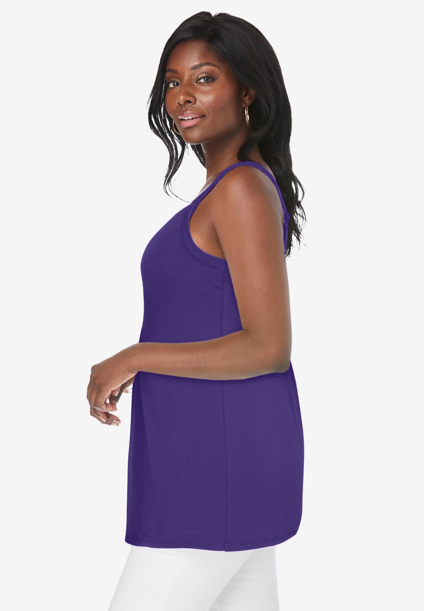 Stretch Cotton Shirred Tank image number 1