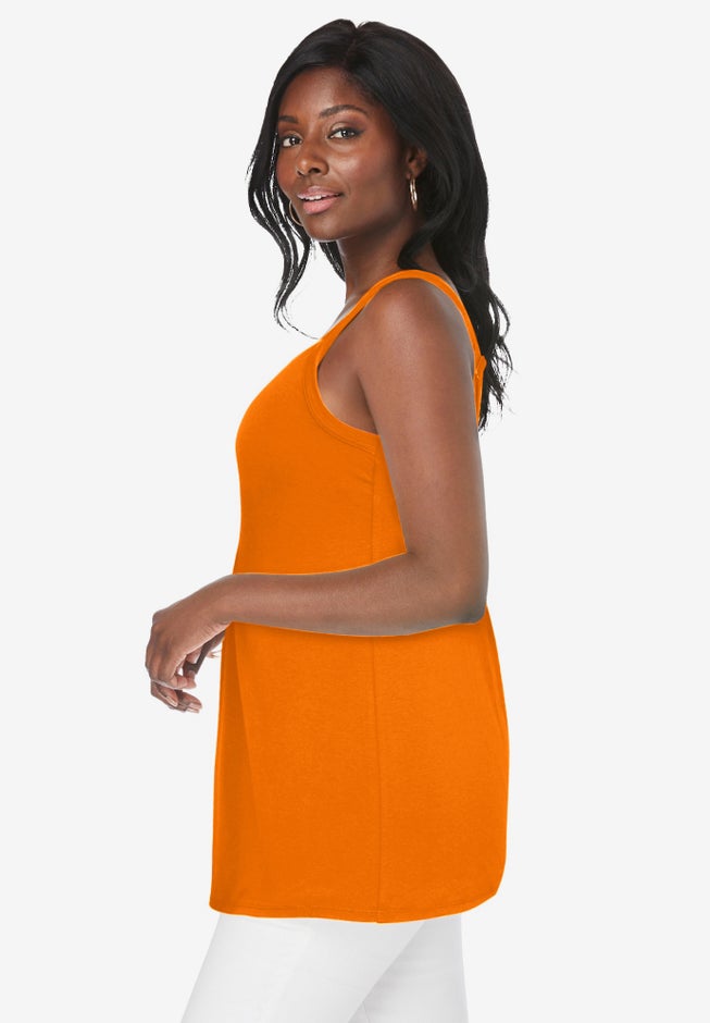 Stretch Cotton Shirred Tank image number 1