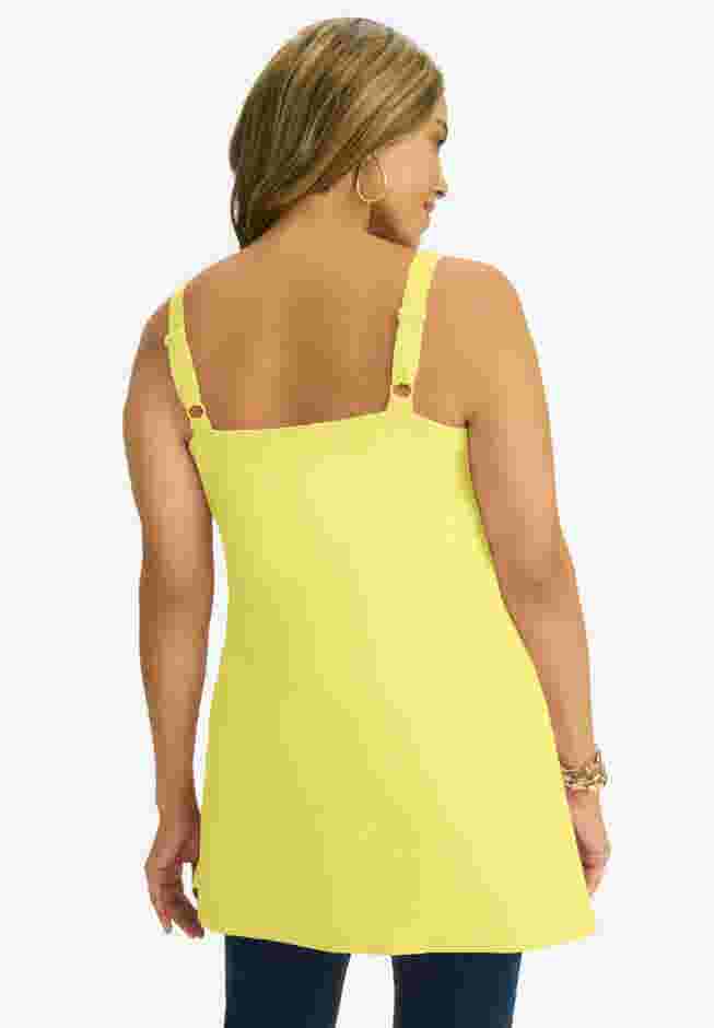 Stretch Cotton Shirred Tank image number 2