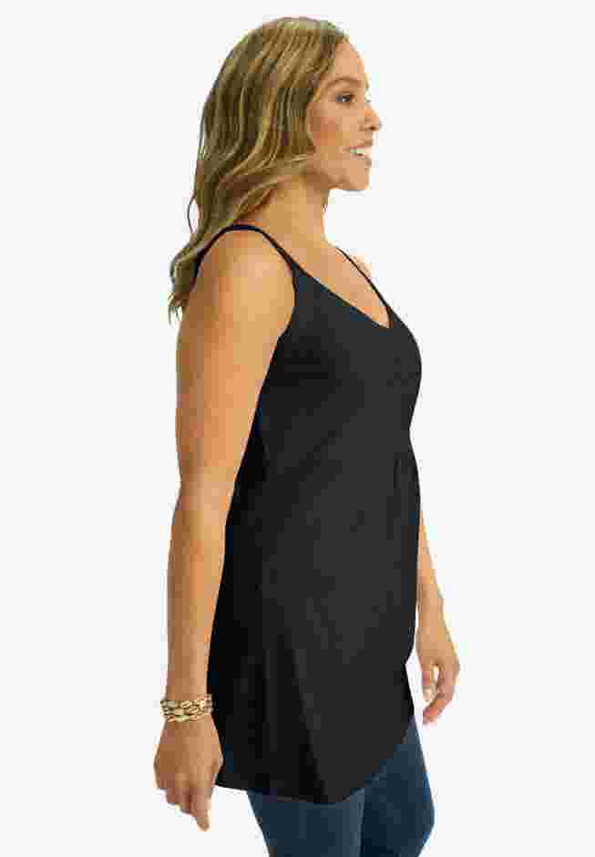 Stretch Cotton Shirred Tank image number 1