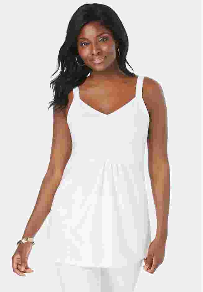 Stretch Cotton Shirred Tank image number 0