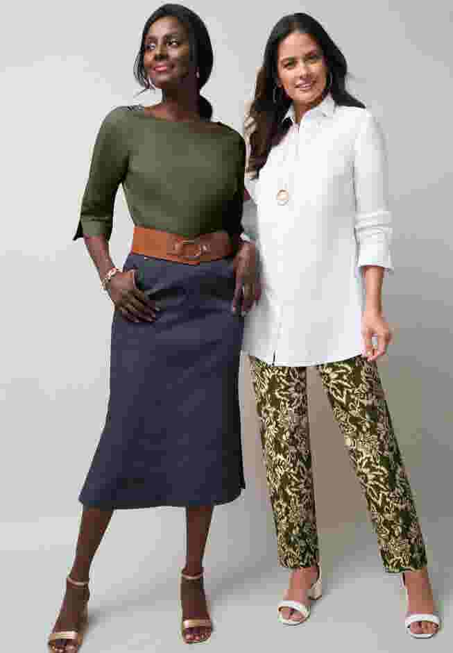 Comfort Waist Stretch Denim Midi Skirt image number 2