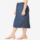 Comfort Waist Stretch Denim Midi Skirt image number null