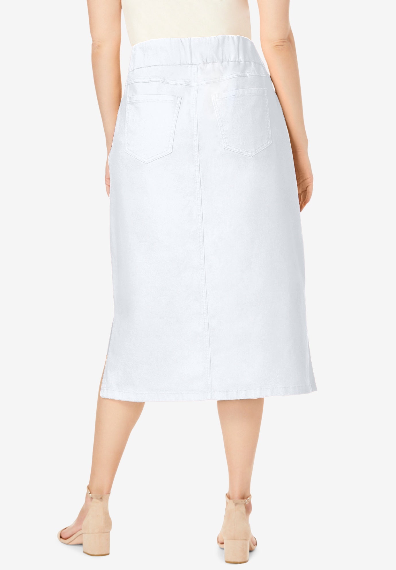 Comfort Waist Stretch Denim Midi Skirt image number 1