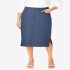Comfort Waist Stretch Denim Midi Skirt image number null