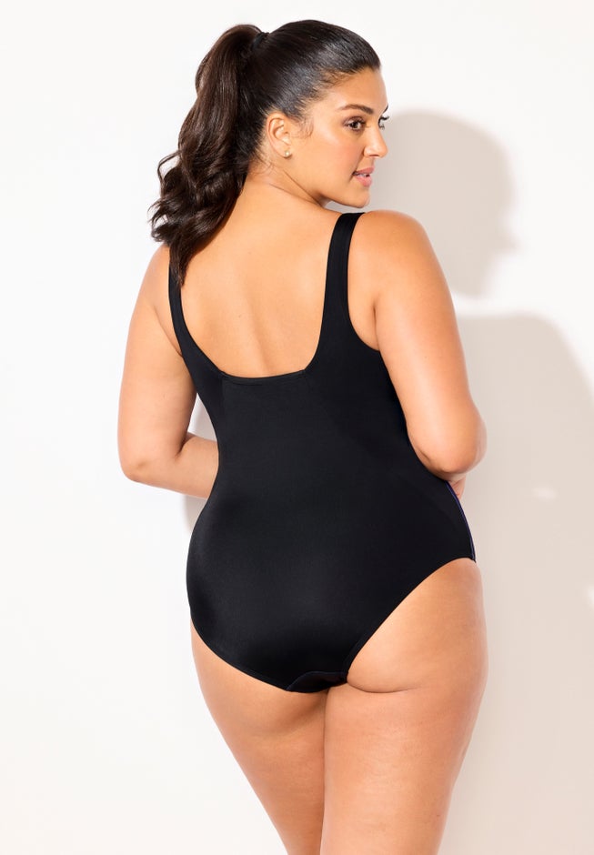 Chlorine Resistant Square Neck Tummy Control One Piece Swimsuit image number 3