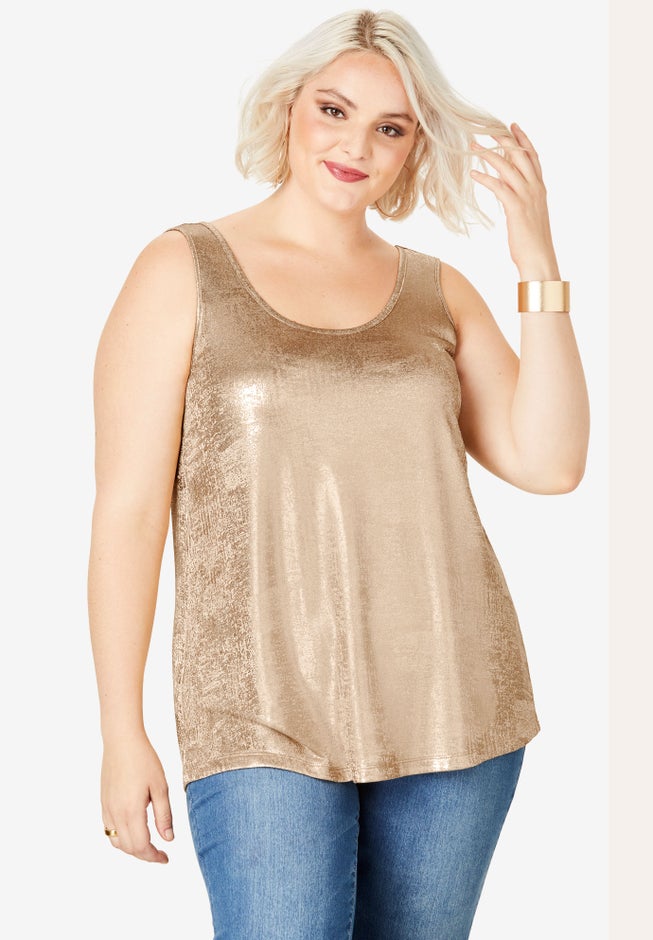 Scoopneck Metallic Tank Top image number null