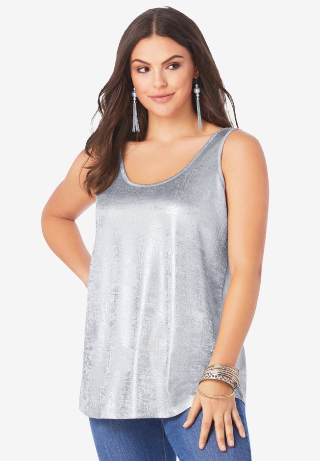 Scoopneck Metallic Tank Top image number null