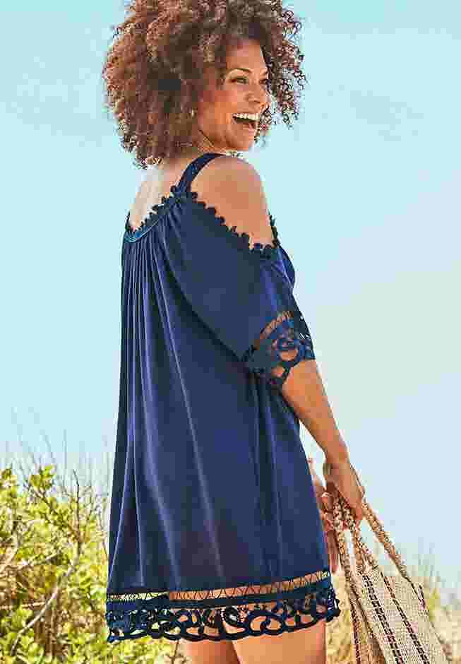 Vera Crochet Cold Shoulder Cover Up Dress image number 2