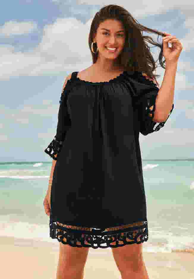 Vera Crochet Cold Shoulder Cover Up Dress image number 0