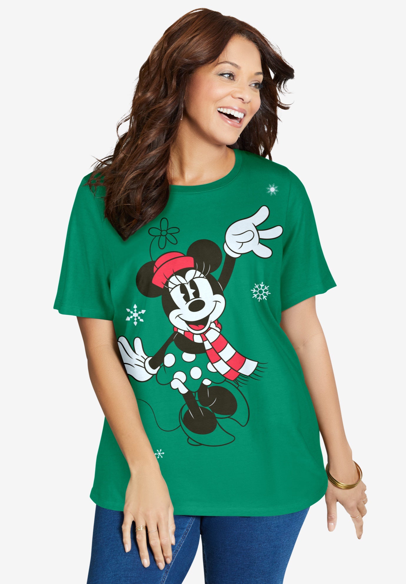 Disney Women's Short Sleeve Christmas Minnie Tee image number 0