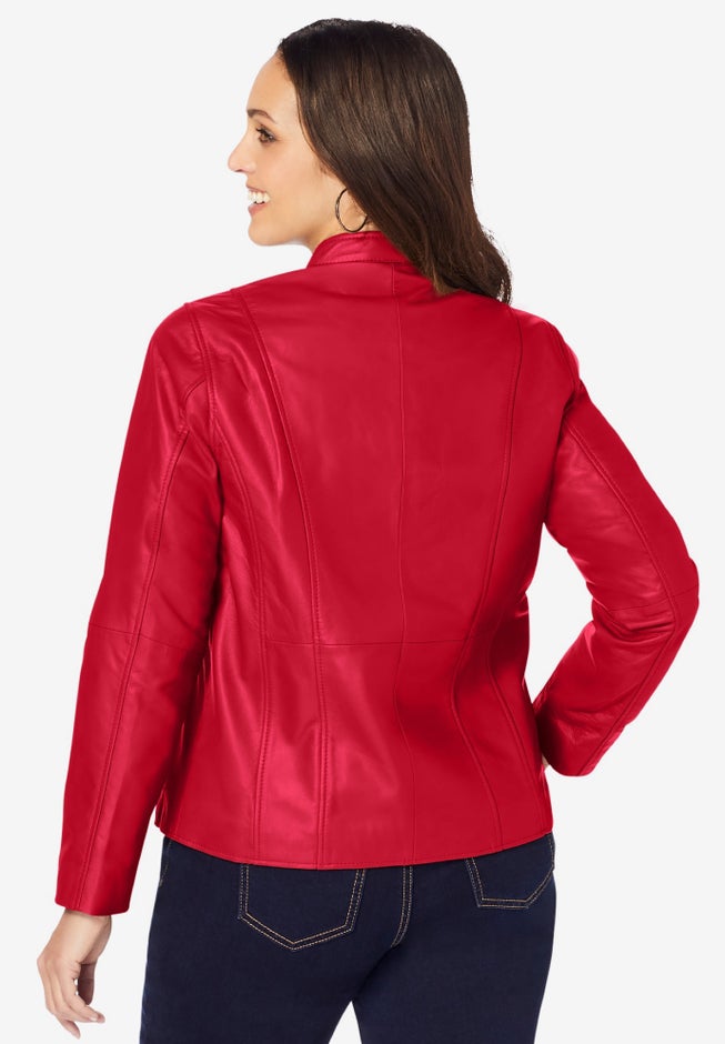 Zip Front Leather Jacket