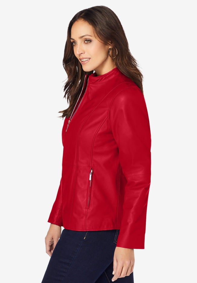 Zip Front Leather Jacket