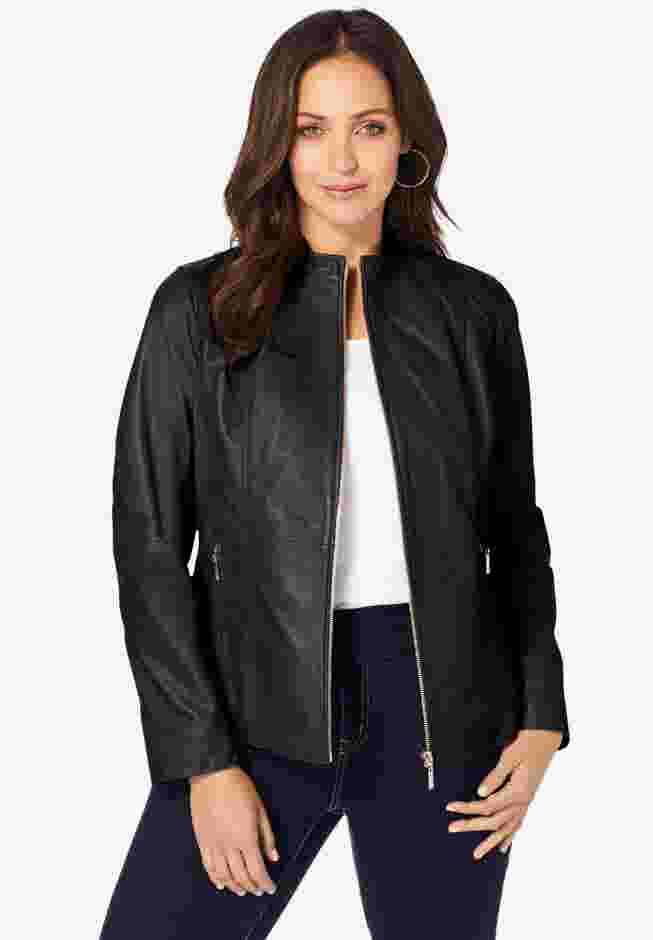 Zip Front Leather Jacket image number 0