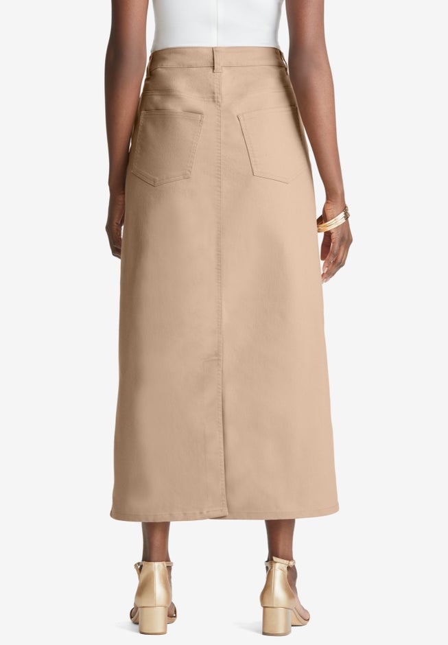 True Fit Stretch Denim Midi Skirt image number 2